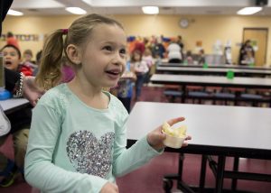 The Iowa Department of Agriculture kicked off a homegrown apple initiative at Brubaker Elementary School.