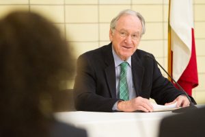 U.S. Senator Tom Harkin presides over a congressional hearing on early childhood education at the Mitchell Education Center.