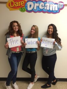 Zoey, Ciera, and Asia are founders of The Justice Project at McCombs Middle School.