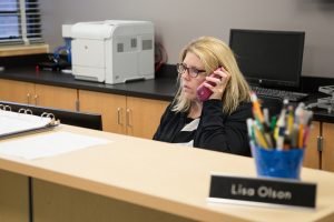 Scavo's Lisa Olson already at work at the school's new location at Central Campus.