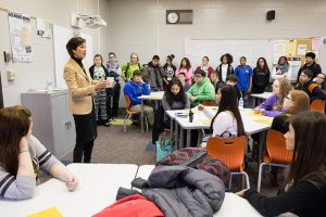 Lt. Governor Kim Reynolds pays a visit to the highly-regarded STEM Academy at Hoover High School.
