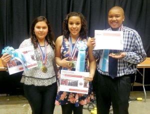 Katherine Berber-Solis, Dayvion Thompson, and Shakira Stiefvater - students in the Science Bound program at Callanan - won 1st place in the 8th grade division of Earth and Space science. They also won "Best in Category" and were invited to apply to the national science and technology fair.
