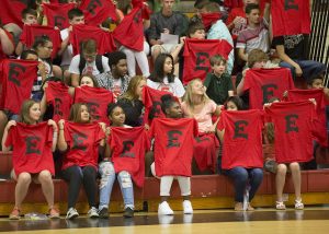 Incoming East High School students showing pride in their new school with #ScarletNation t-shirts.