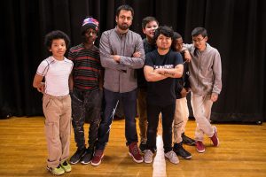 Kal Penn and members of the Harding Breakerz, a dance group at the school.