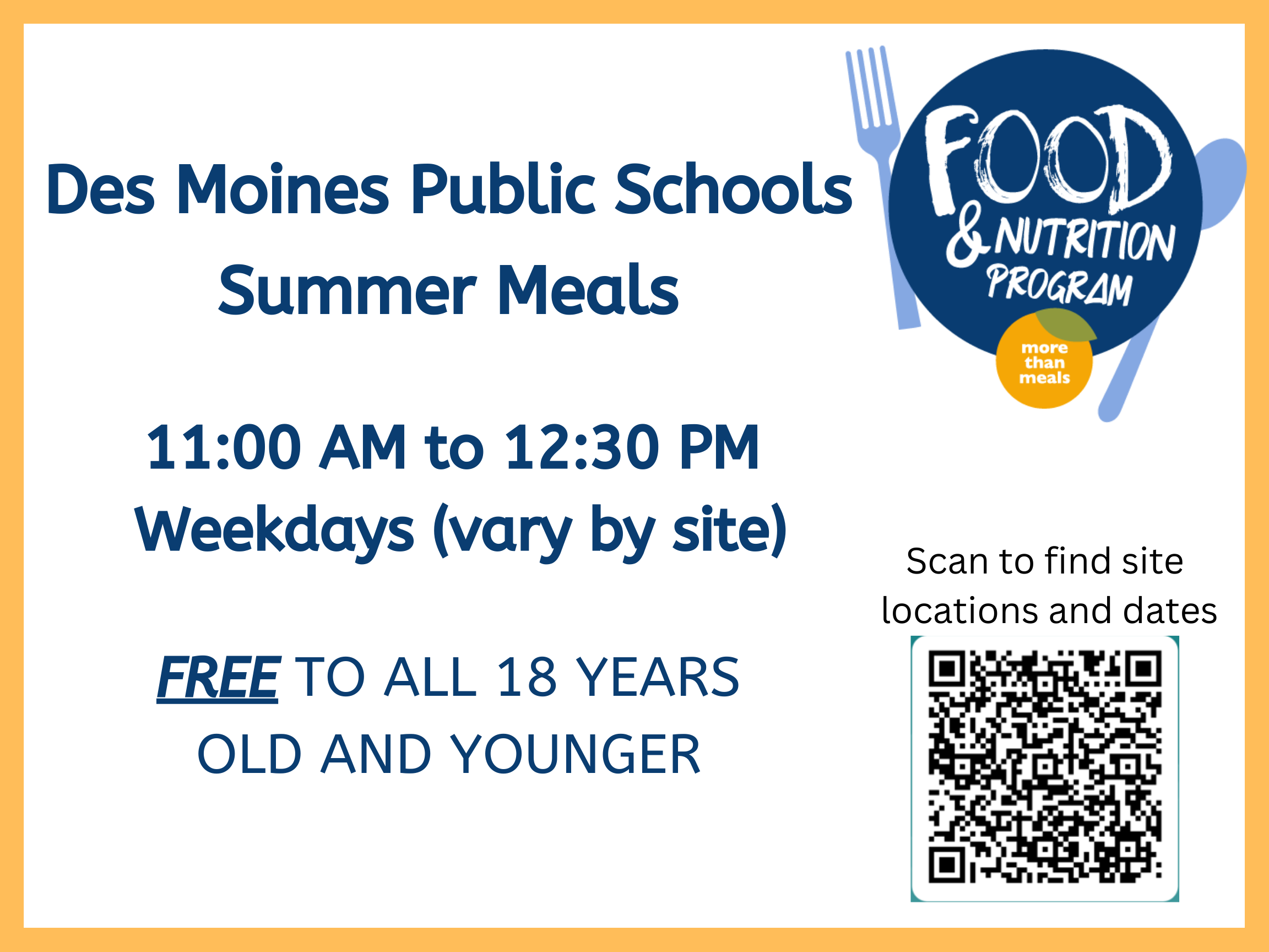 DMPS Offers Free Summer Meals at 29 Locations Des Moines Public Schools