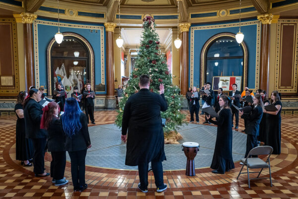 Lincoln Chamber Choir perfomring at the state capitol